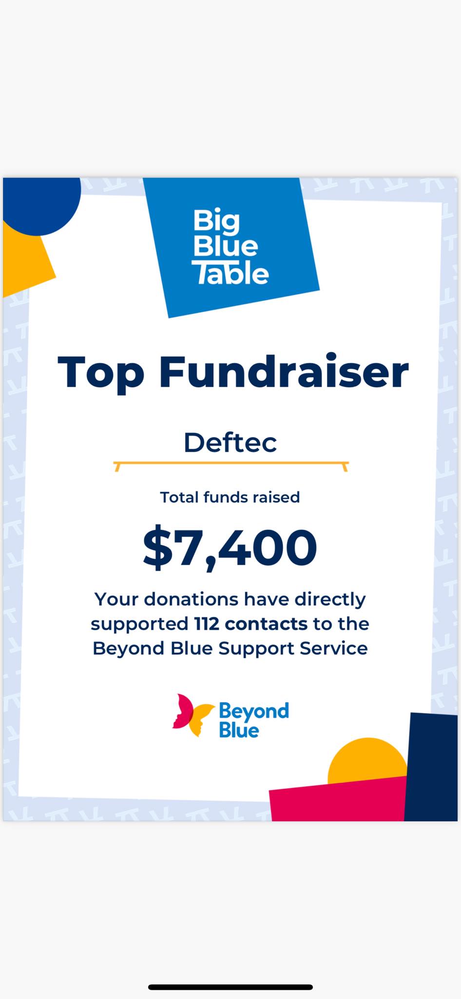 Deftec — Beyond Blue Big Blue Table Top Fundraiser